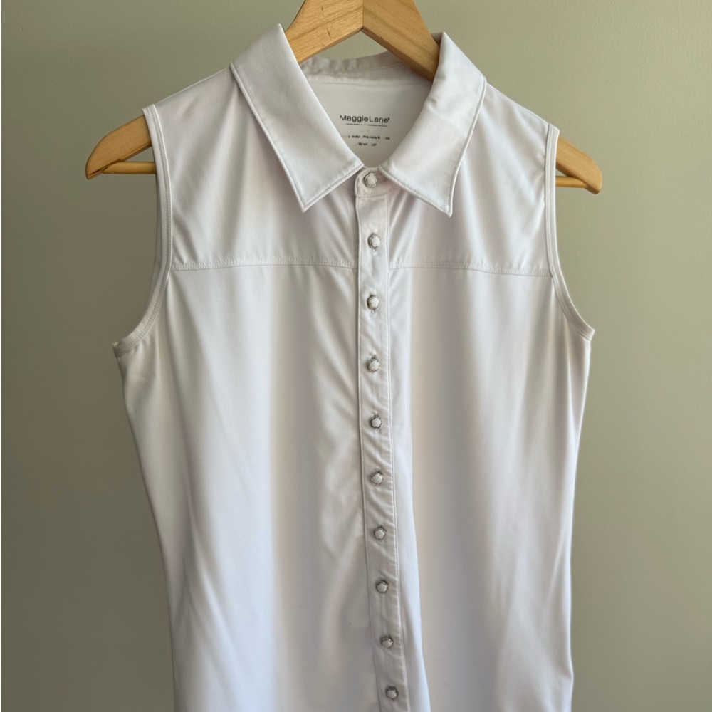 Maggie Lane Button Up Sleeveless Polo